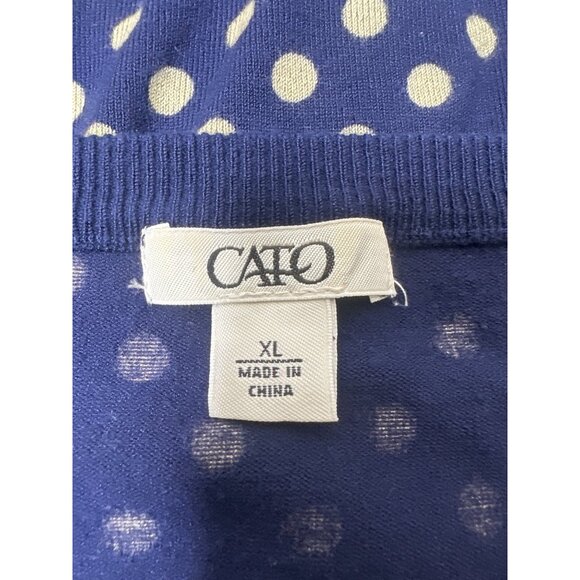 Cato Navy & White Polka Dot Cardigan Long Sleeves Sweater XL - Picture 4 of 6